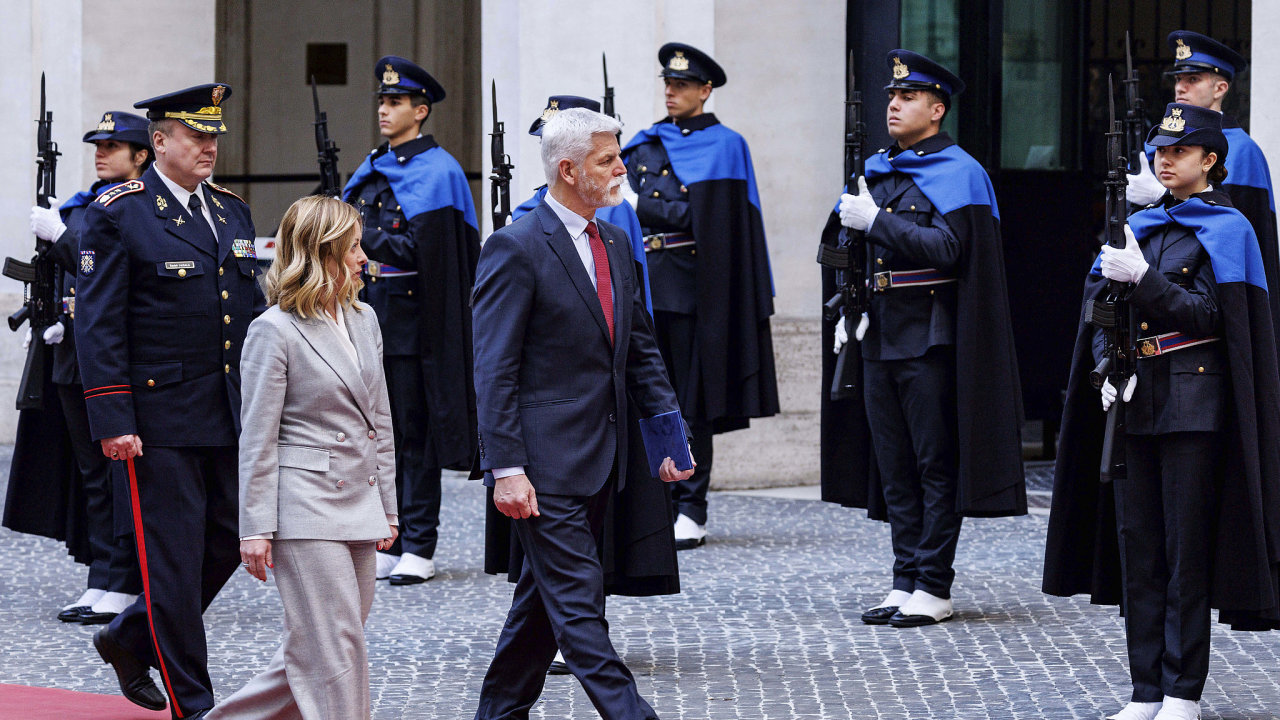 Prezident Petr Pavel na návštìvì Itálie spolu s italskou premiérkou Giorgiou Meloniovou.