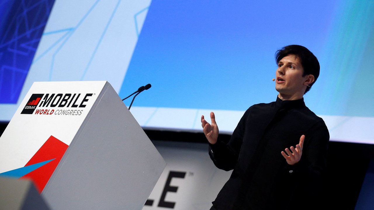 FILE PHOTO: Founder and CEO of Telegram Pavel Durov delivers a keynote speech...