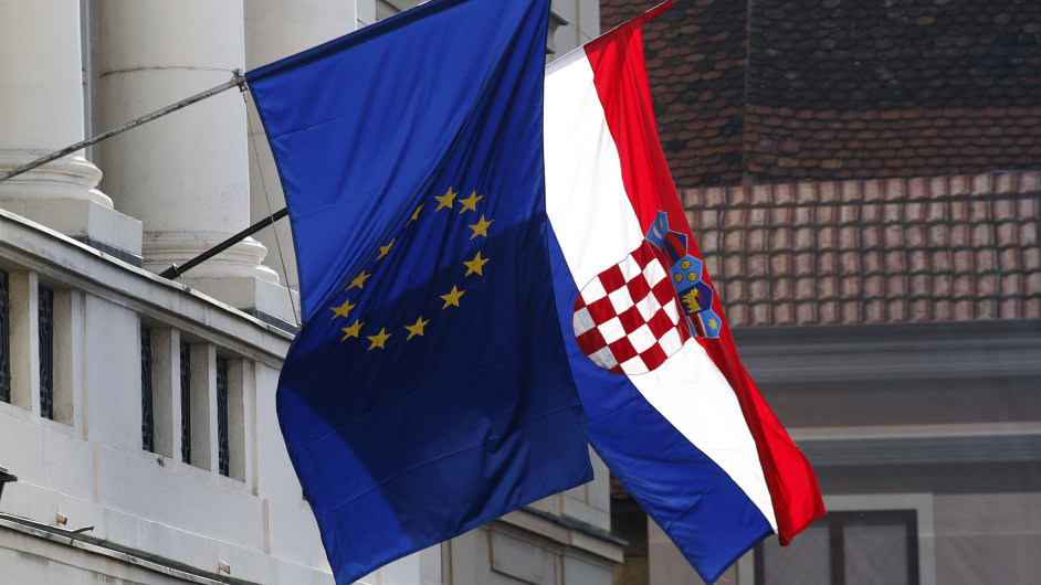 Vlajky Chorvatska a EU