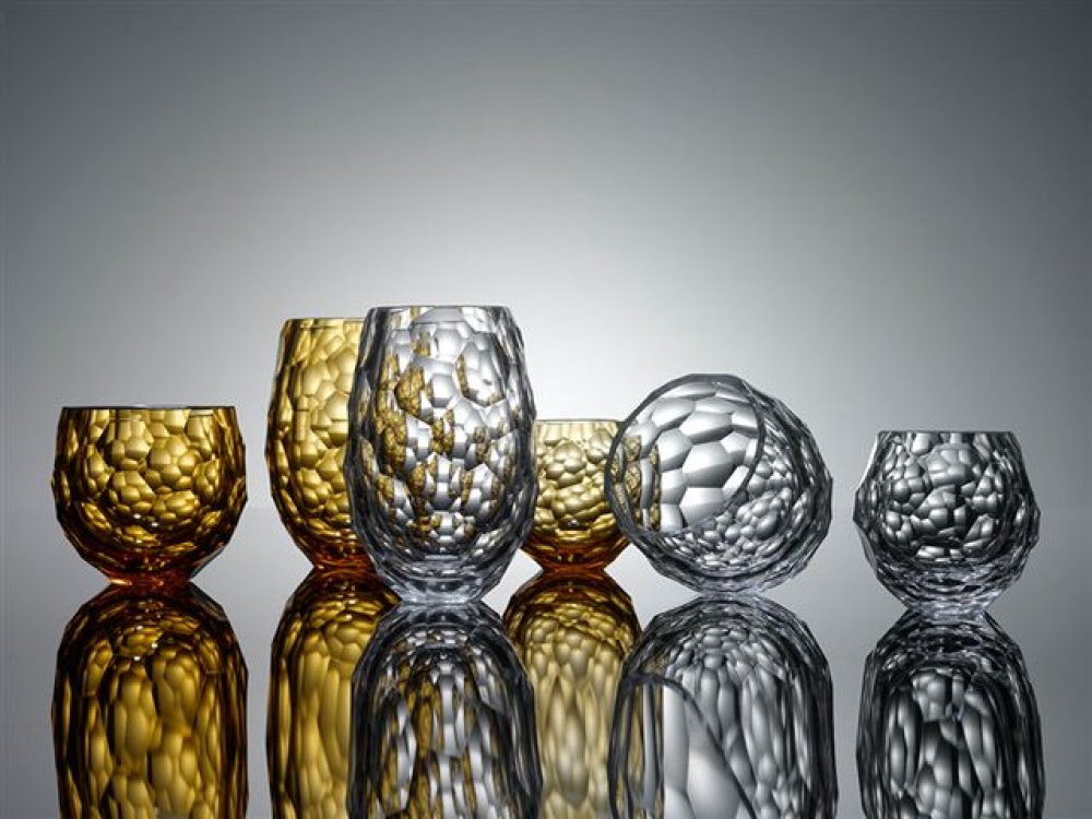 OP-ART Sada sklenic na whisky, likér a vodu, broušené křišťálové sklo, 2009.