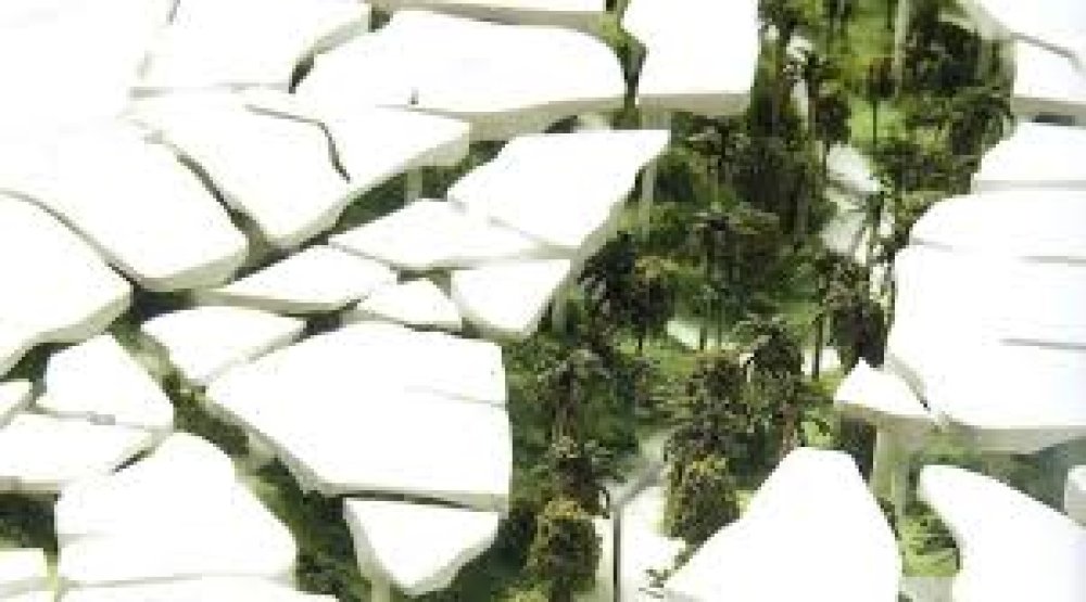 Návrh parku v Abú Dhabi architekta Thomase Heatherwicka Zvenčí má park budit dojem pouště…
