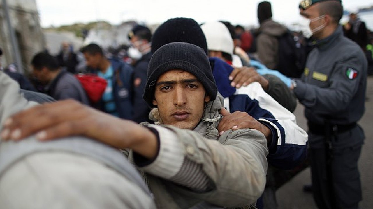 Uprchlci na italskm ostrov Lampedusa