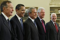 Prezident USA Bush a budouc prezident Obama pi setkn s exprezidenty