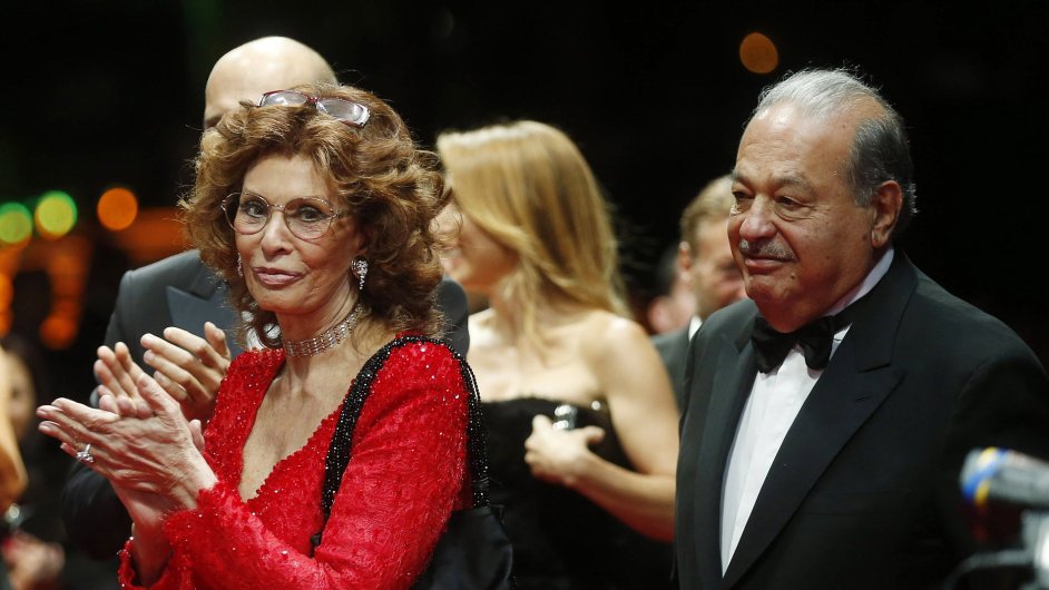 Mexick magnt Carlos Slim s italskou herekou Sophi Loren.