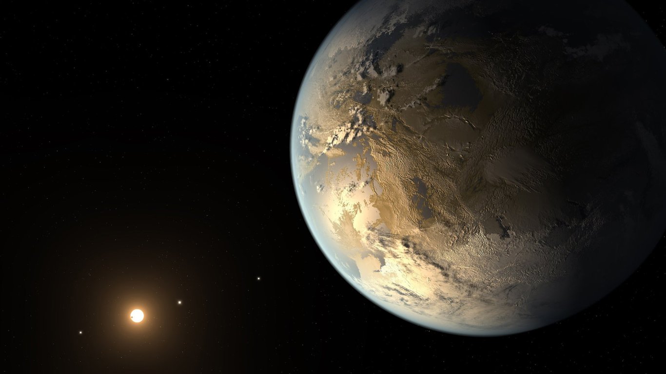 Planeta Kepler-186f, na kter by se mohla nachzet voda v kapalnm skupenstv.