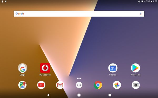 Snímek obrazovky z tabletu Vodafone Smart Tab V8