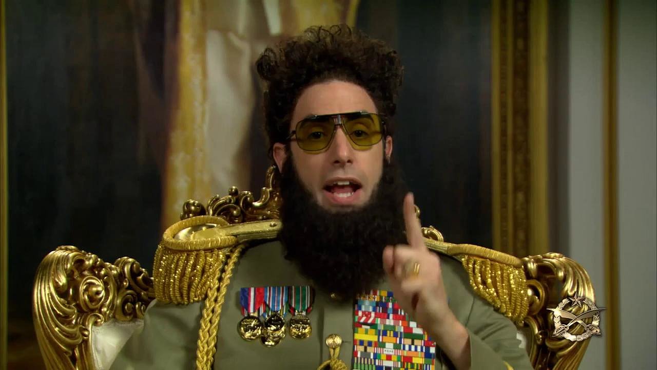 Sasha Baron Cohen jako diktátor.