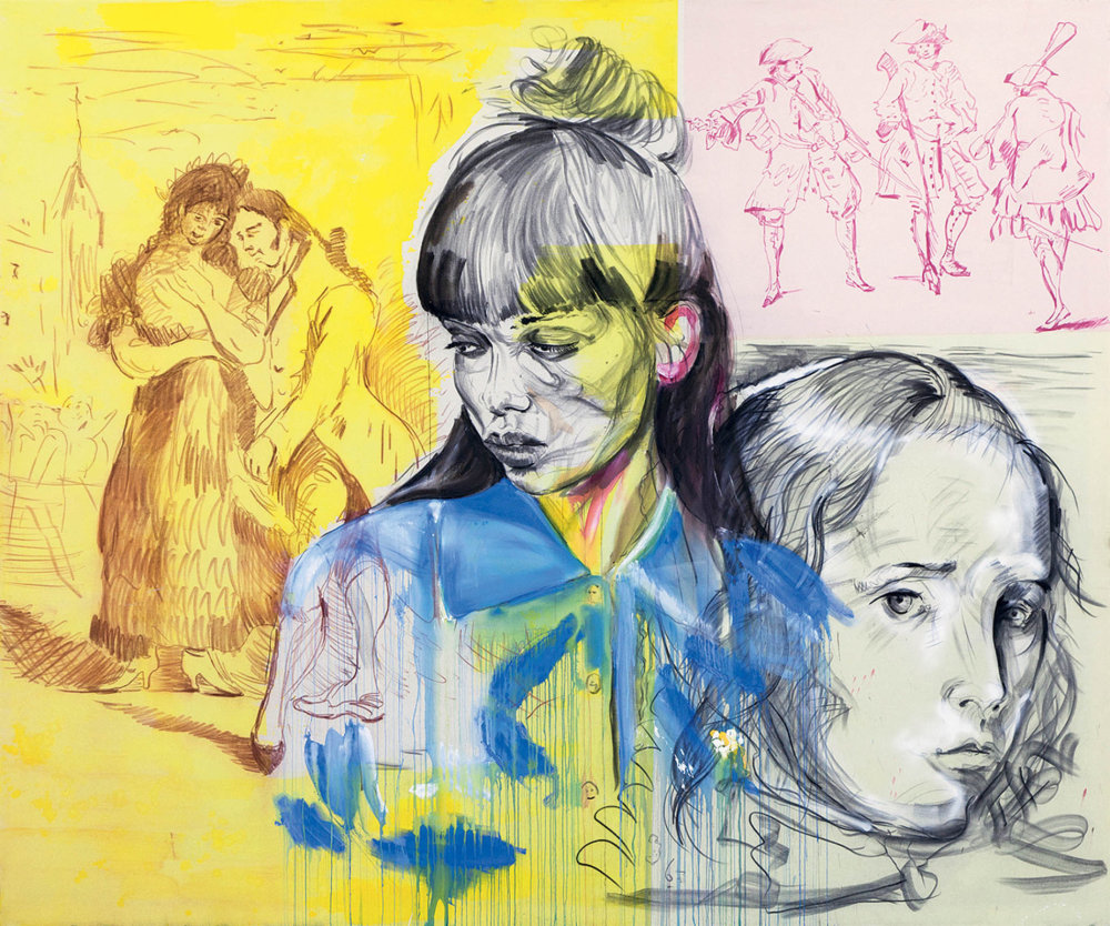 Obrazy v mé hlavě, 2016, akryl, uhel, pastel, plátno, 320 x 380 cm