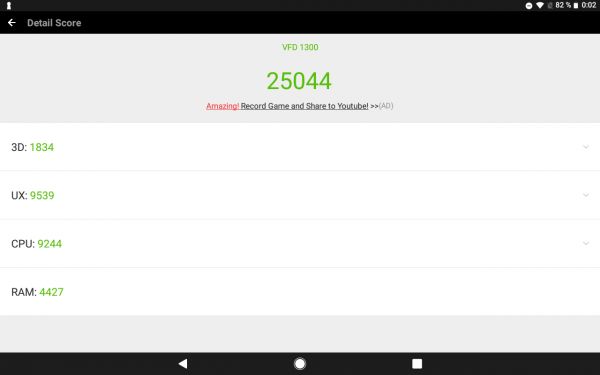 Snímek obrazovky z tabletu Vodafone Smart Tab V8