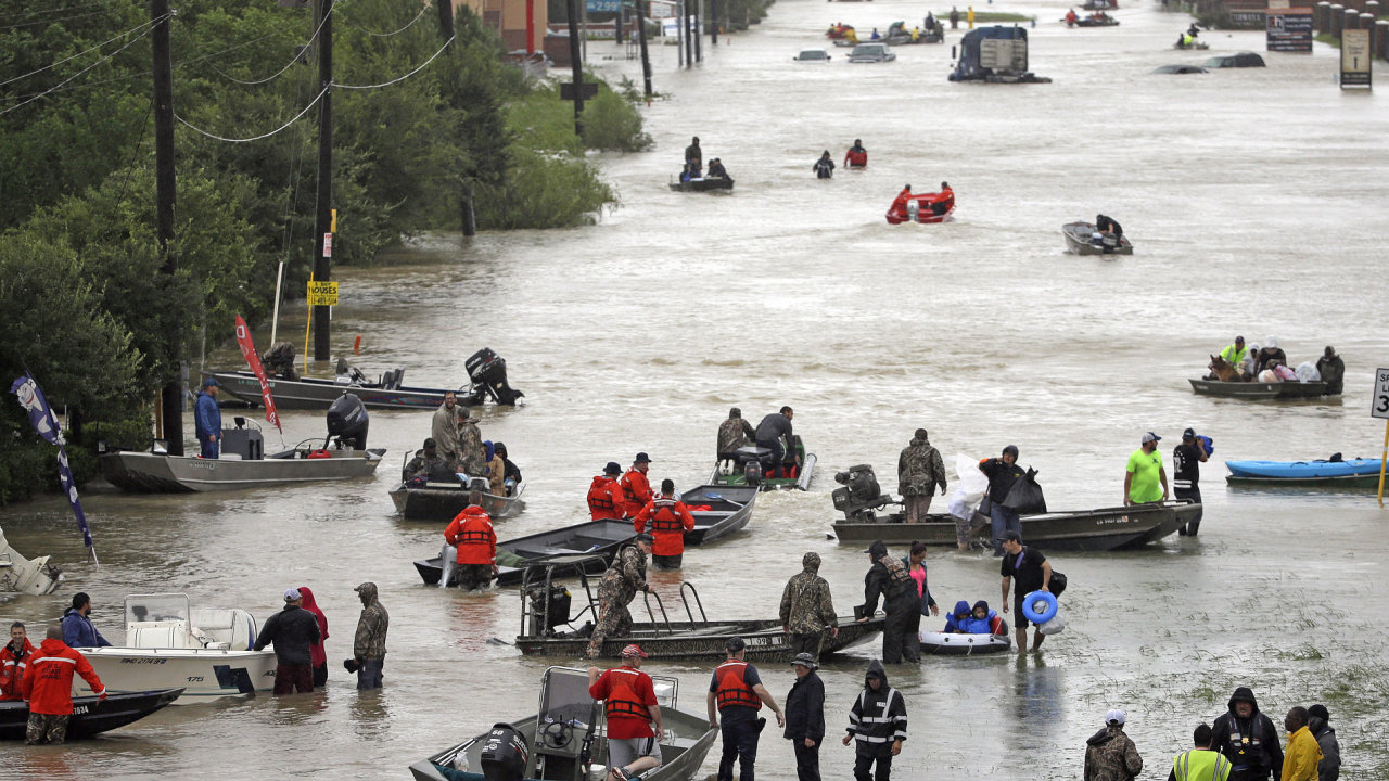 Houston, kde hurikn Harvey zpsobil zplavy.
