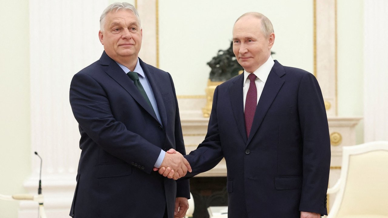 Maarsk premir Viktor Orbn u ruskho prezidenta Vladimira Putina v Moskv.