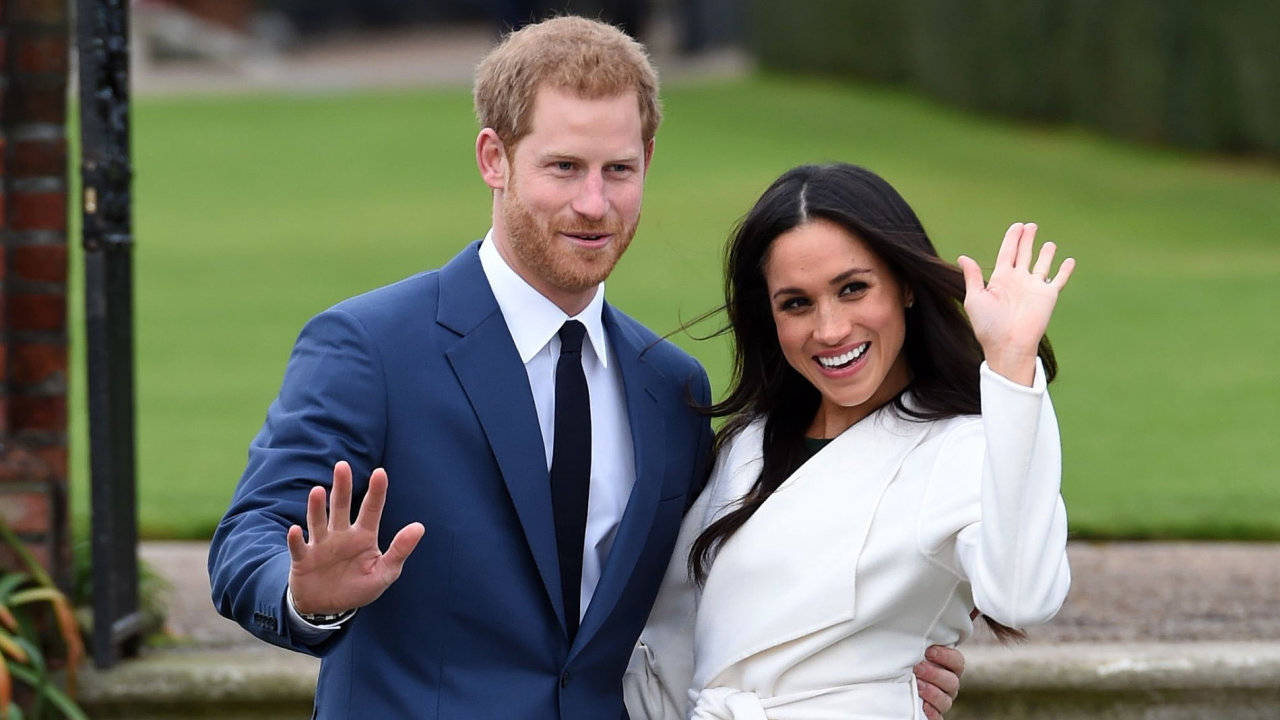 Prince Harry and Meghan Markle in the Sunken Garden at Kensington Palace