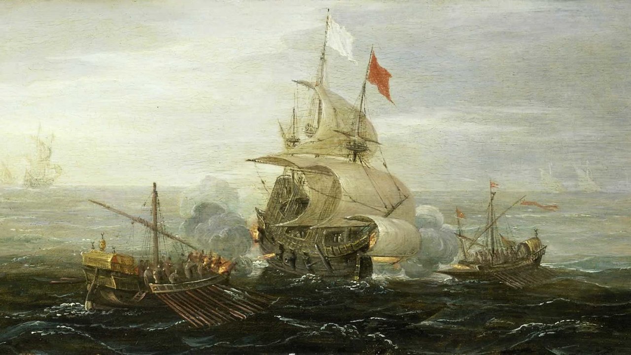 Severoafriètí piráti útoèící na francouzskou loï.