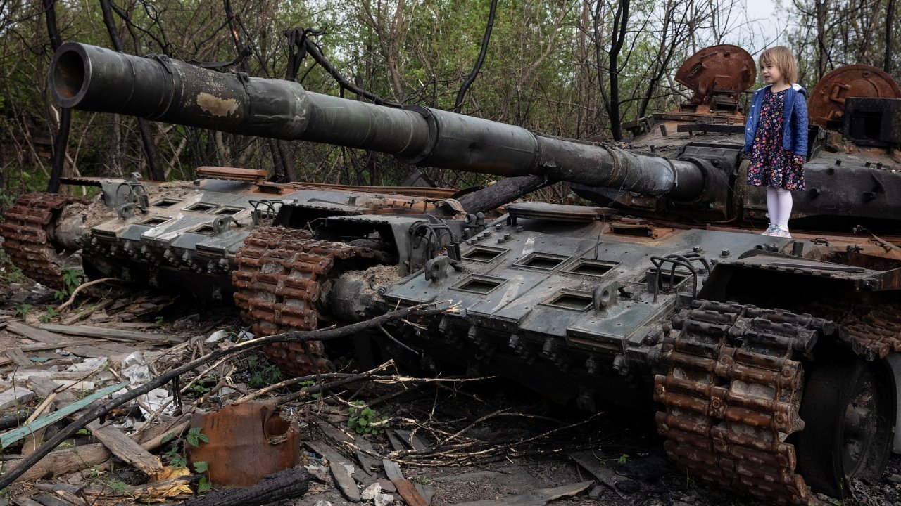 Zničený ruský tank.