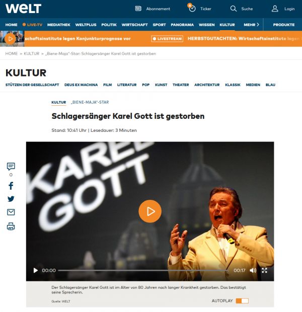 Karel Gott ve svìtových médiích