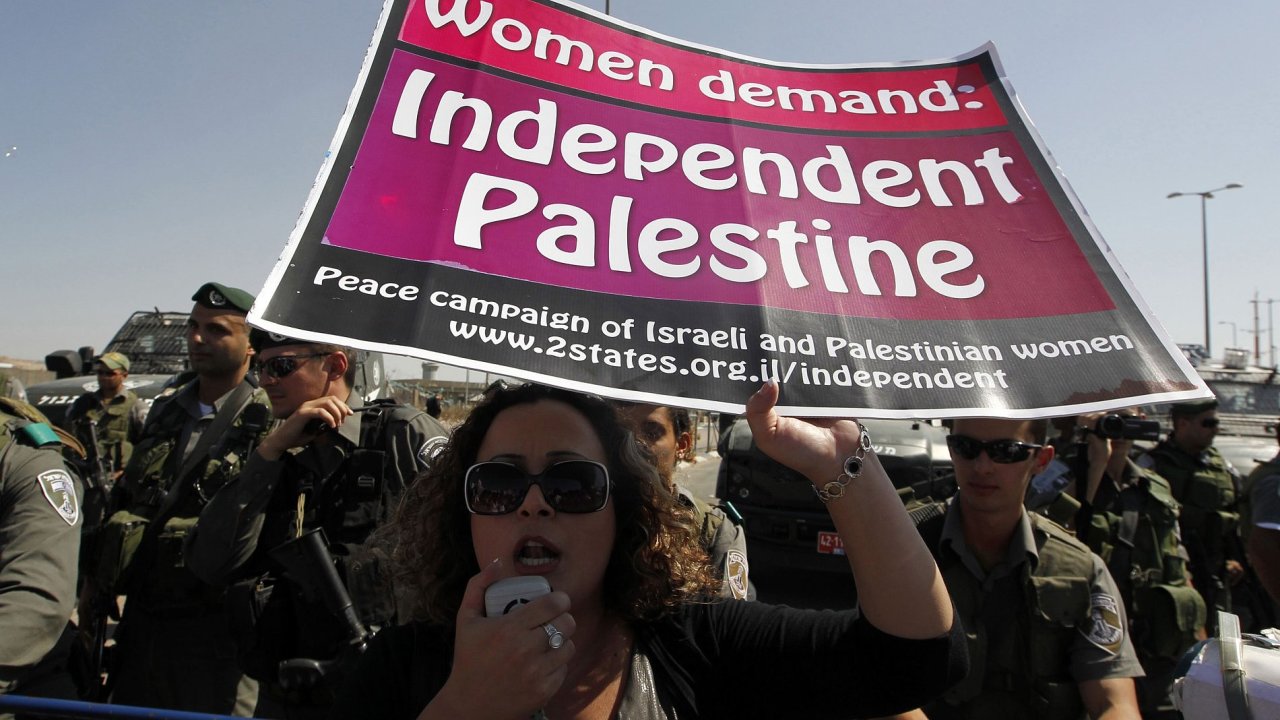 Ilustran foto: demonstrace na podporu nezvisl Palestiny