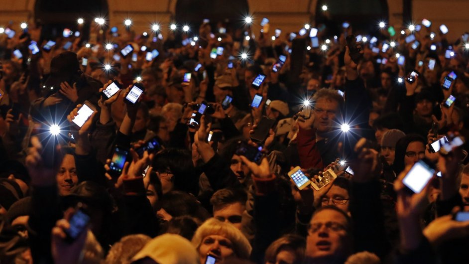 Protesty proti internetov dani v Budapeti.