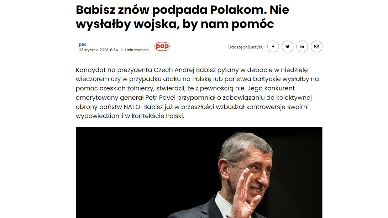 Výroky Andreje Babiše citují i polská média.