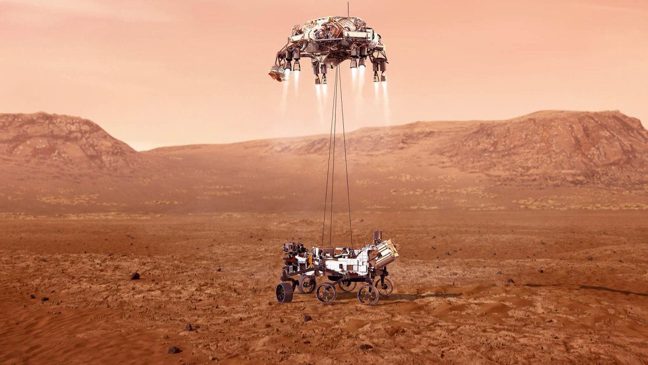 Na Marsu má dnes pøistát automatický prùzkumník amerického Národního úøadu pro letectví a vesmír (NASA) jménem Perseverance (Vytrvalost).