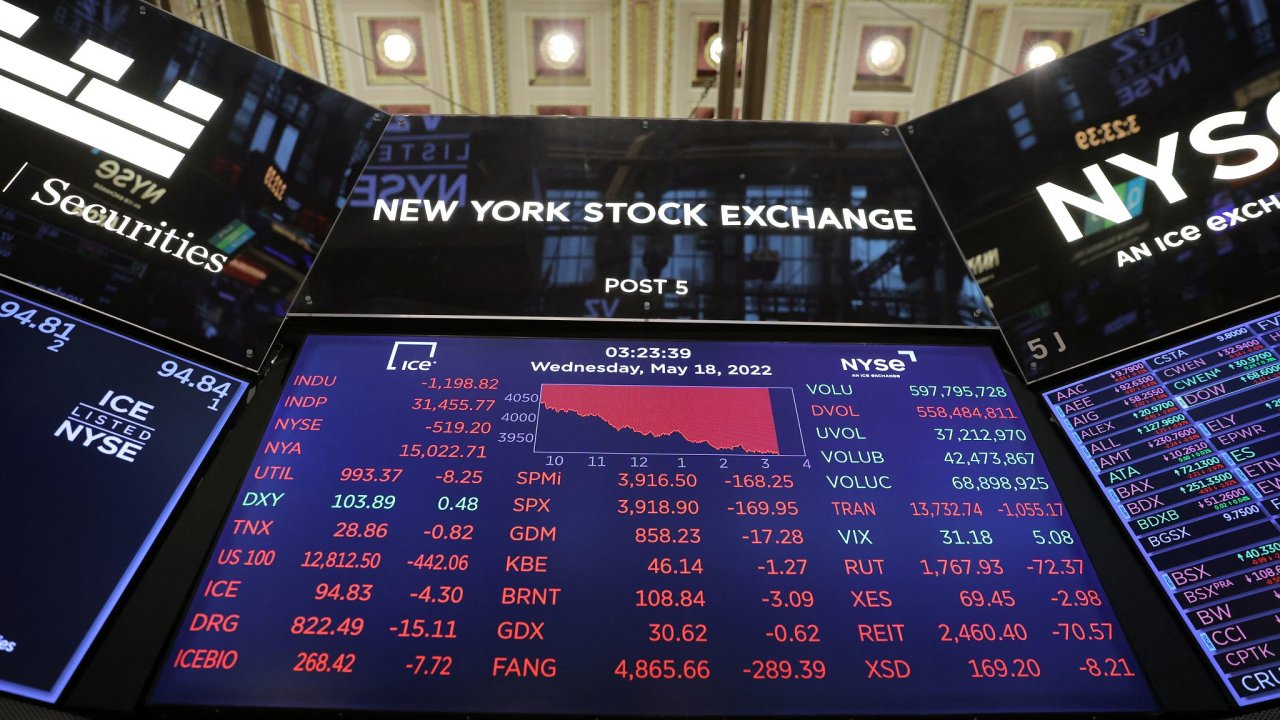 Newyorská akciová burza je v roce 2022 v èervených èíslech.
