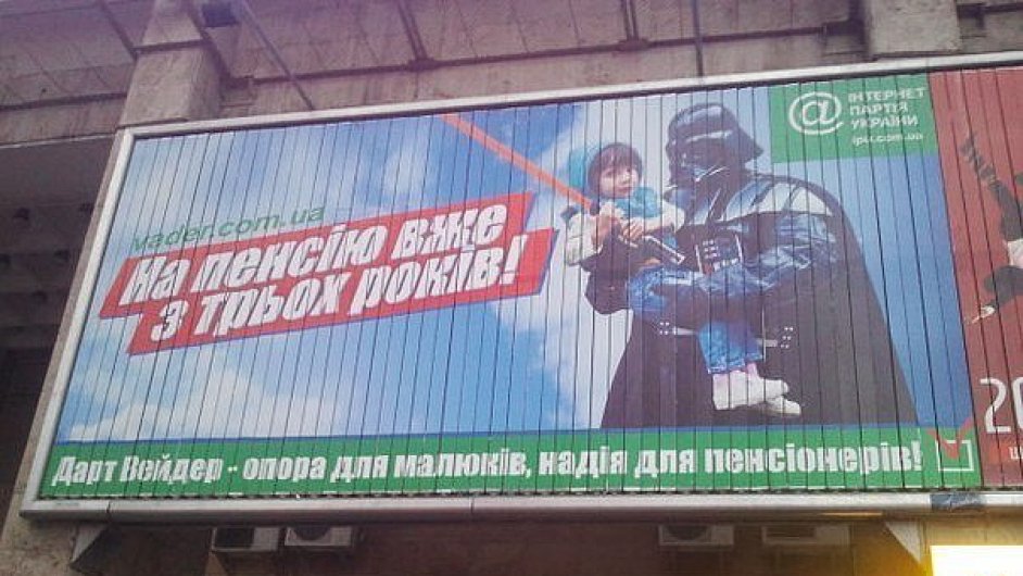 Pedvolebn billboard kandidta na odskho starostu Dartha Vadera