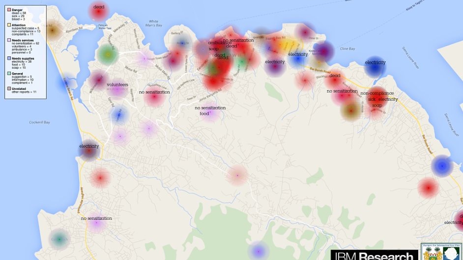 Mapa IBM – šíření eboly