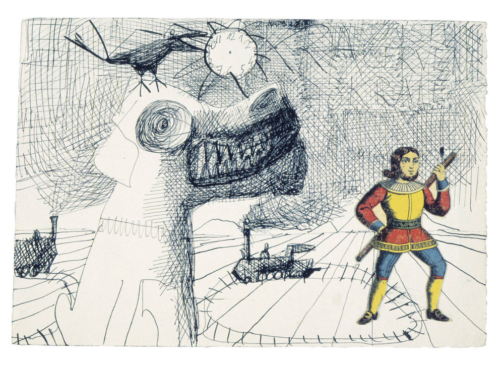 K 60 – 1960, tuš, karetní figura, papír, 16,8 × 24 cm