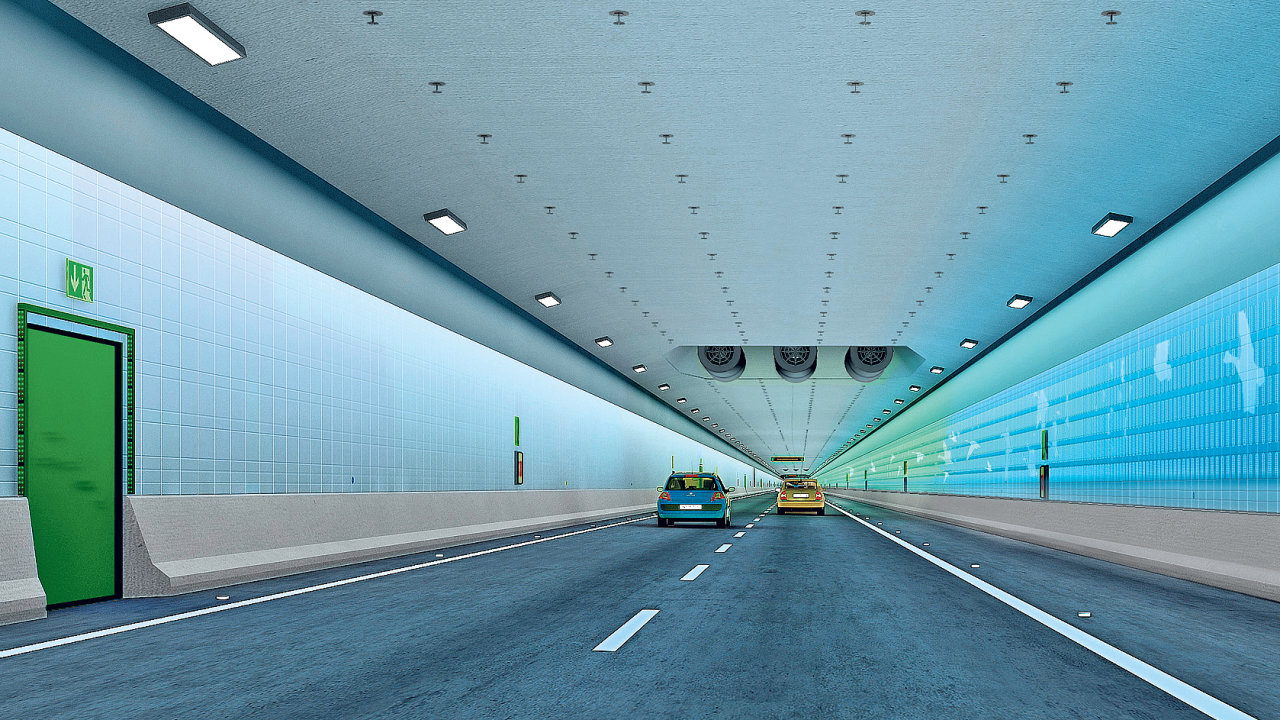 Vizualizace 18kilometrovho plnovanho silninho tunelu na trase mezi Hamburkem a Kodan