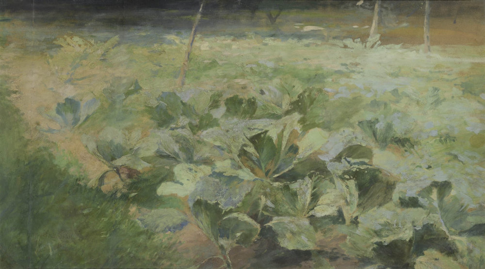 Antonín Slavíček: Zelné pole, 1904, olej, lepenka, 850 000 Kč Antonín Slavíček: Zelné pole, 1904, olej, lepenka, 850 000 Kč