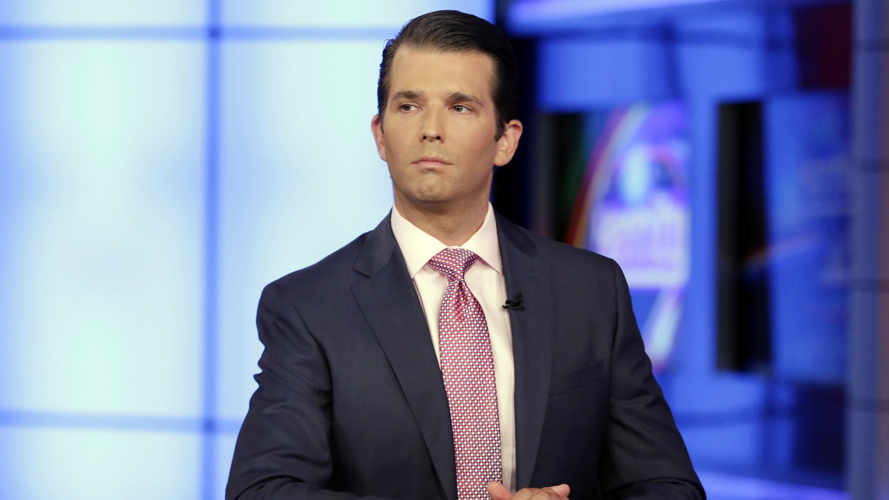 Donald Trump Jr. is interviewed by host Sean Hannity on his Fox News Channel television program