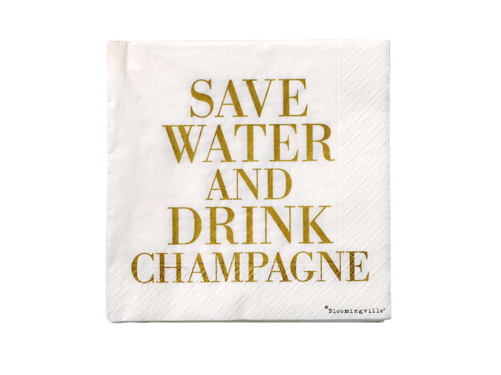 Kolekce ubrousků BLOOMINGVILLE Jak jinak doplnit piknikový koš než stylovými ubrousky. V aktuální kolekci BLOOMINGVILLE najdete sadu se zlatým nápisem Save Water and Drink Champagne.
Prodává Nordic Day, cena 174 Kč.