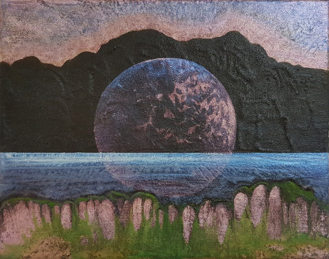 Veronika Holcová: Bowl, akryl a olej na plátně, 20 x 25 cm, 2016.