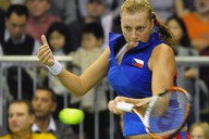 Petra Kvitov� ve fedcupov�m z�pase se �pan�lskem.