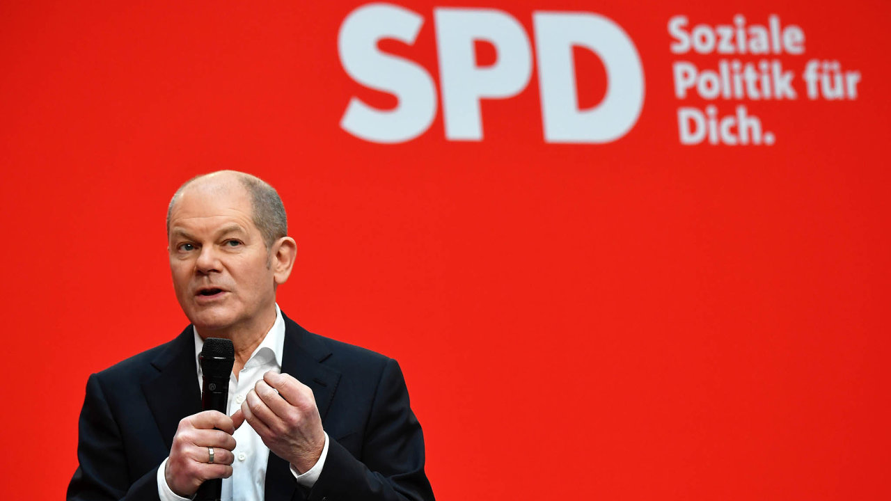 German Social Democratic party (SPD) candidate for chancellor Olaf Scholz speaks at a two-day party meeting in Berlin