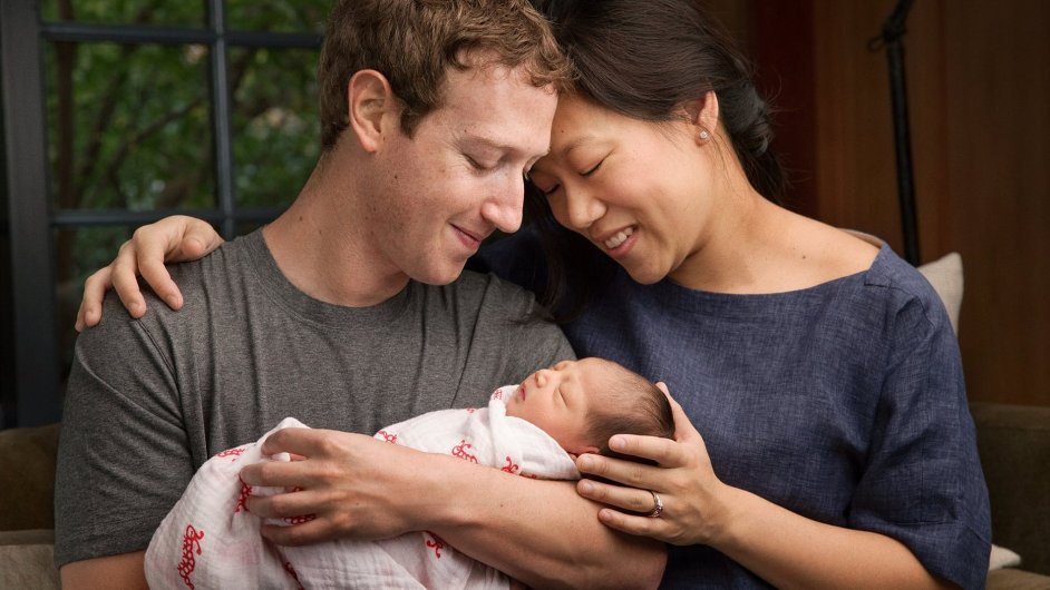 Mark Zuckerberg, jeho ena Priscilla Chan a jejich novorozen dcera Max