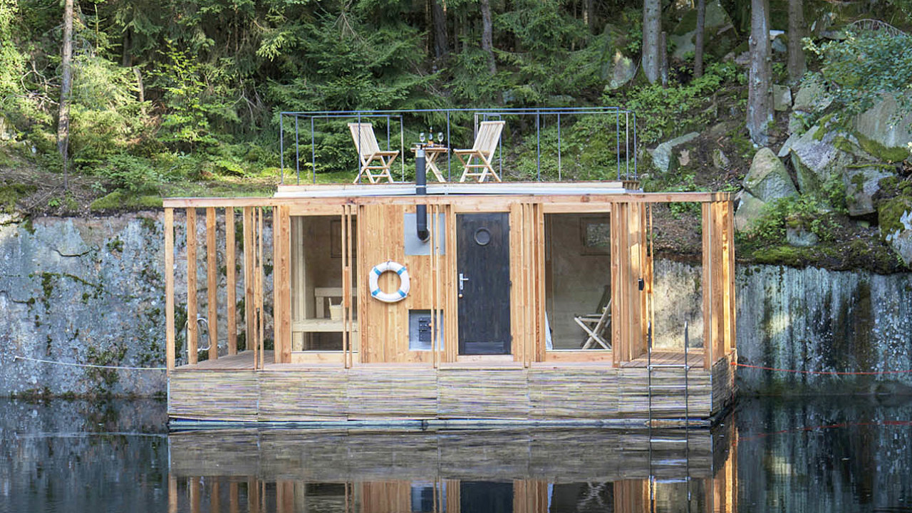 Plovouc sauna Lom, Atelier HRA (2021) / Lipnice nad Szavou