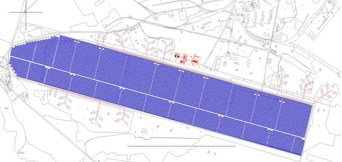 Takto by nová fotovoltaická elektrárna v Ralsku vypadala pøi maximálním využití letištní plochy. Vešlo by se na ni 189 056 kusù solárních panelù, každý o výkonu 550 wattù. Celkem 104 megawattù.