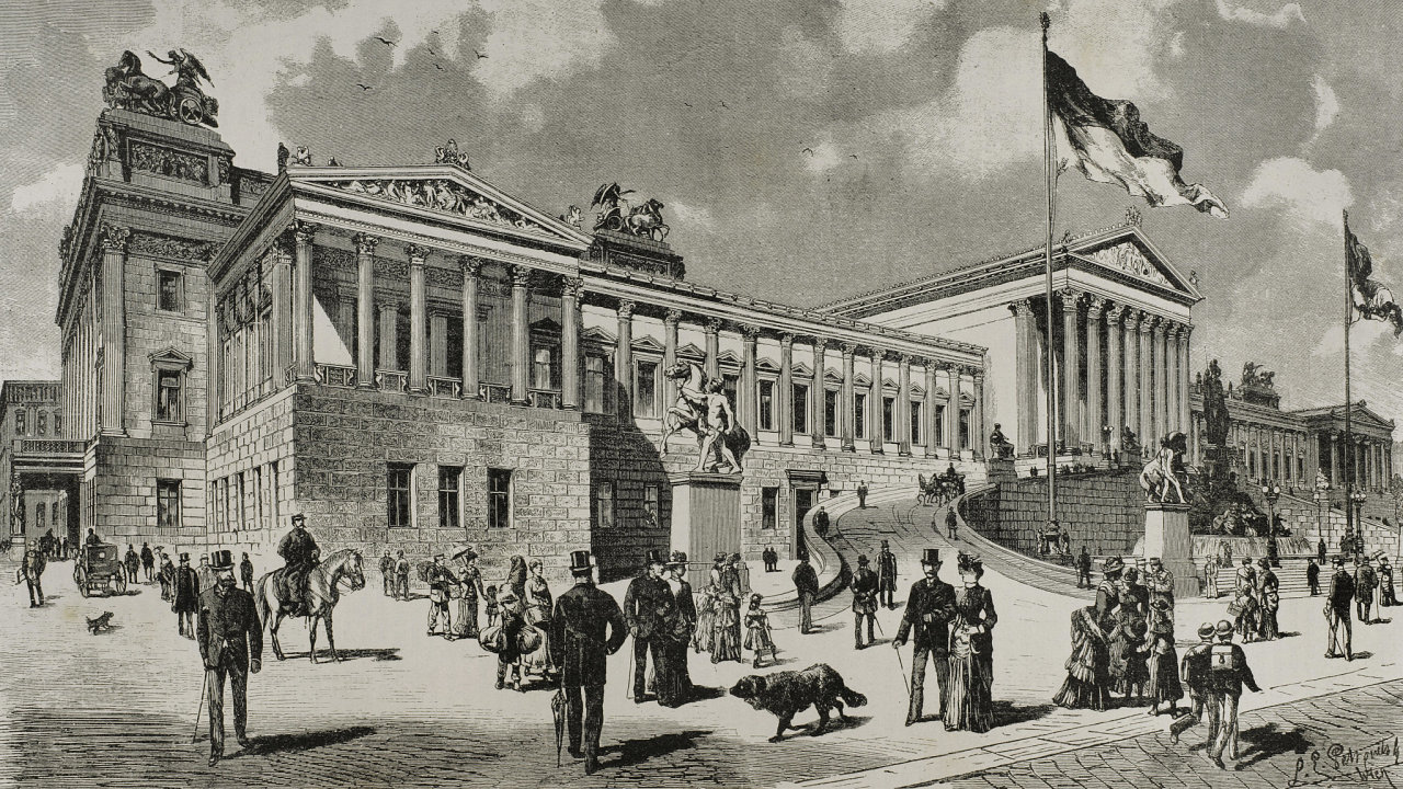 Rakousko, Vde, Parlament. Stavba zaala v roce 1874 a dokonena byla v roce 1884.