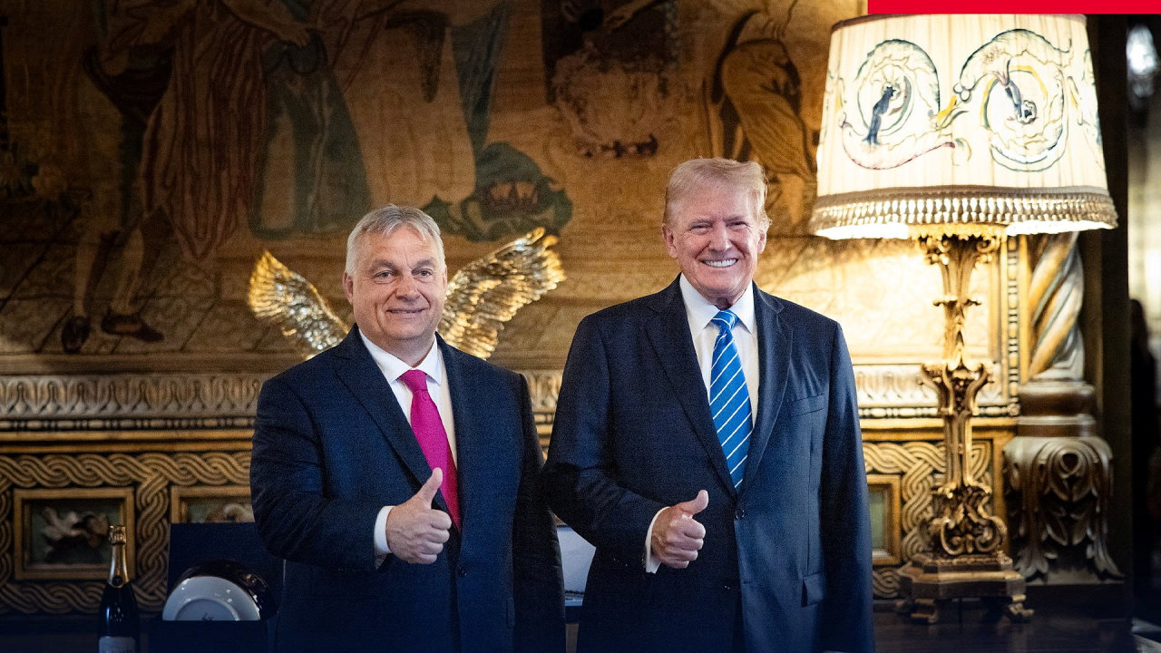 Viktor Orbn na nvtv u Donalda Trumpa v jeho sdle na Florid v ervenci letonho roku
