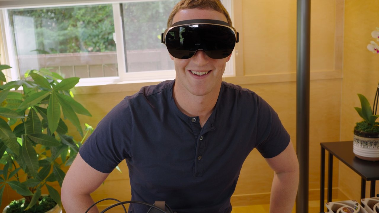 Mark Zuckerberg s VR headsetem.