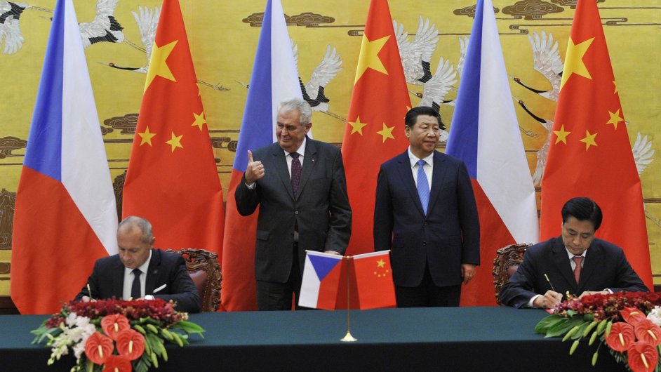 Prezident Zeman s čínským protějškem Si Ťin-pchingem