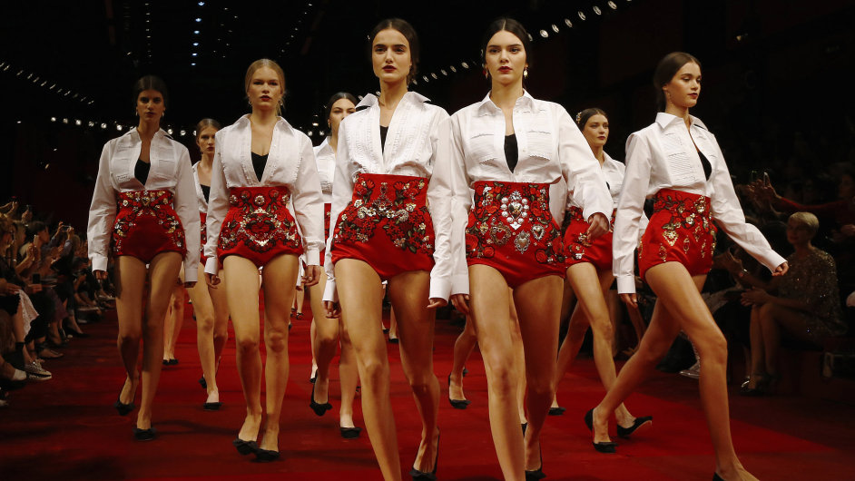Models present creations from the Dolce & Gabbana Spring/Summer 2015 collection during Milan Fashion week September 21