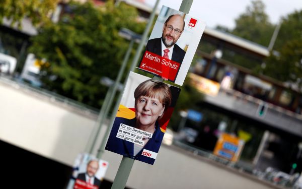 N�mecko, volby, SPD, CDU, CSU, Merkelov&aacute;, Schulz, plak&aacute;t