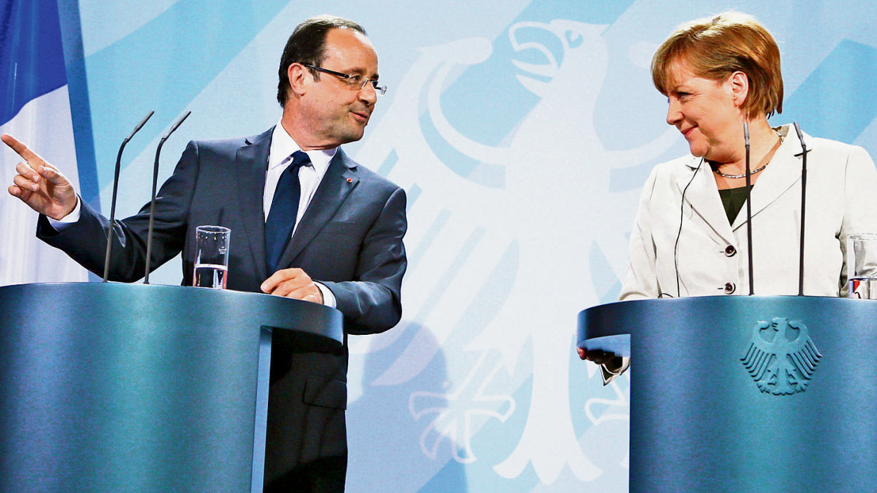 Vztahy Pa-Berln jsou na bodu mrazu.Francois Hollande, Angela Merkelov)