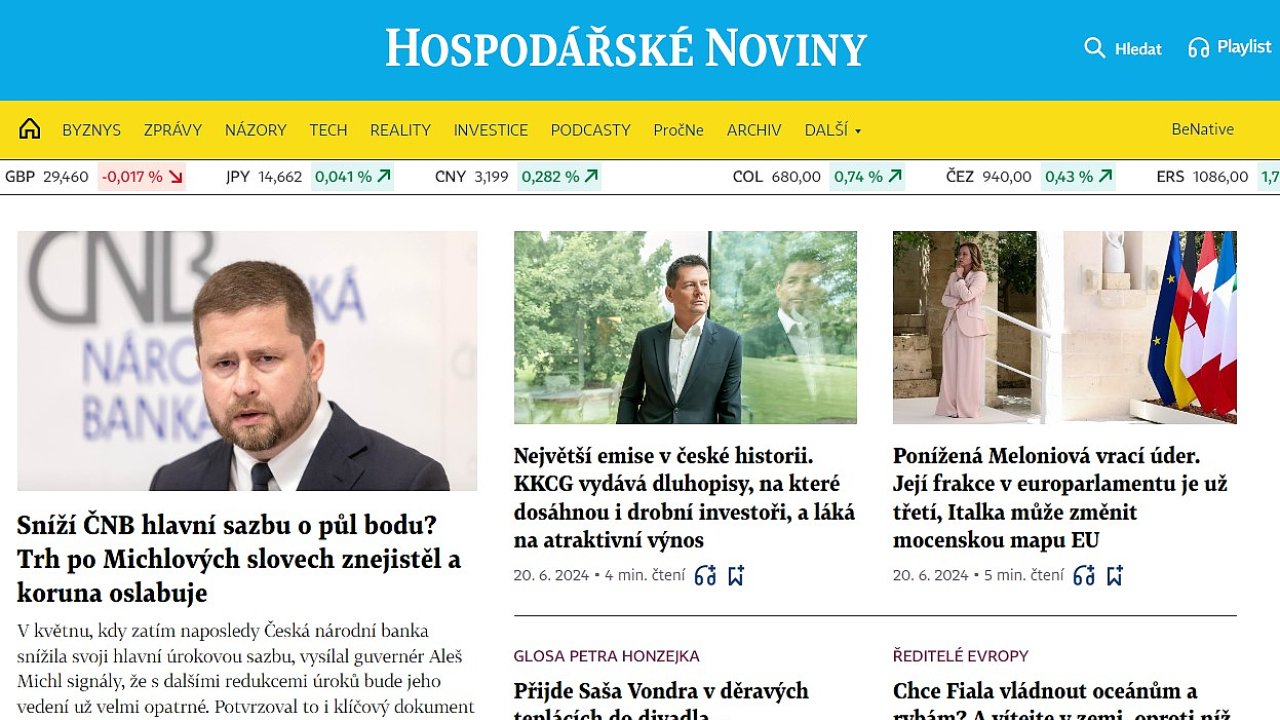 Dvra ve znaku Hospodskch novin, kter je na webu jako HN.cz, vzrostla.