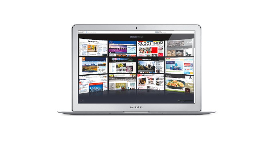Webov prohle Safari na potai Apple Macbook Air