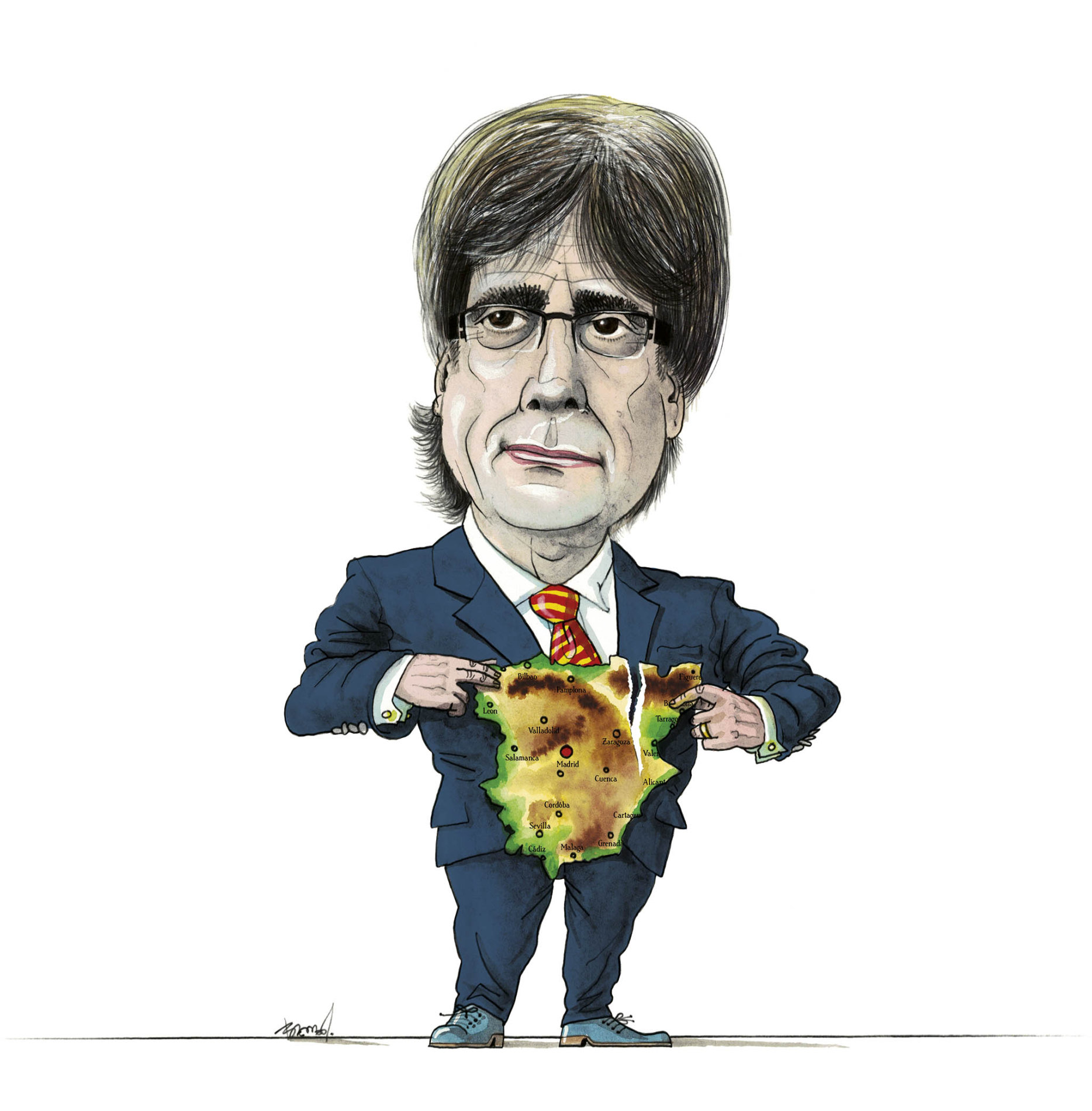 Carles Puigdemont, předseda katalánské vlády (Kresba: Pavel Beneš) jarvis_59d667c8498e2987e1608abd.jpeg