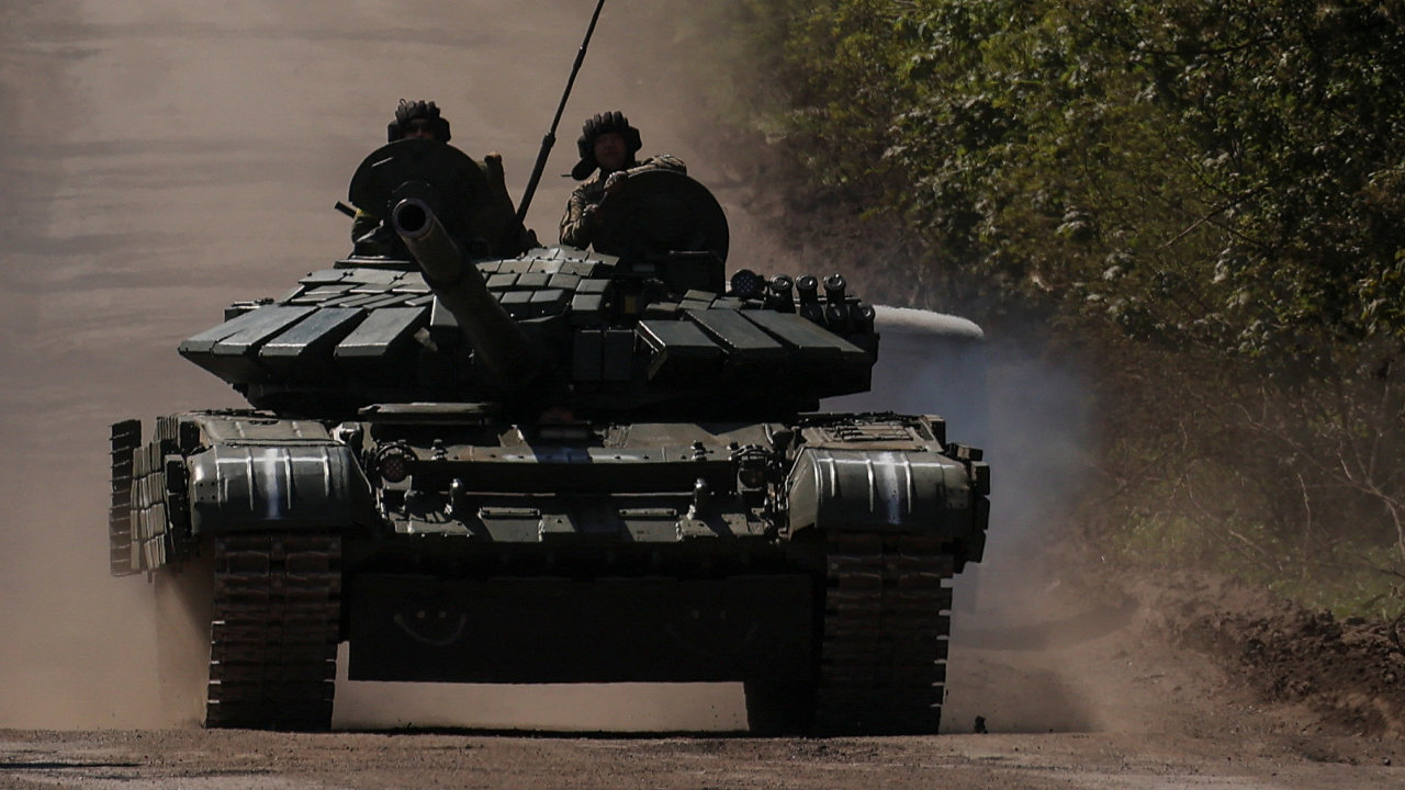 Ukrajinsk tank u Bachmutu.
