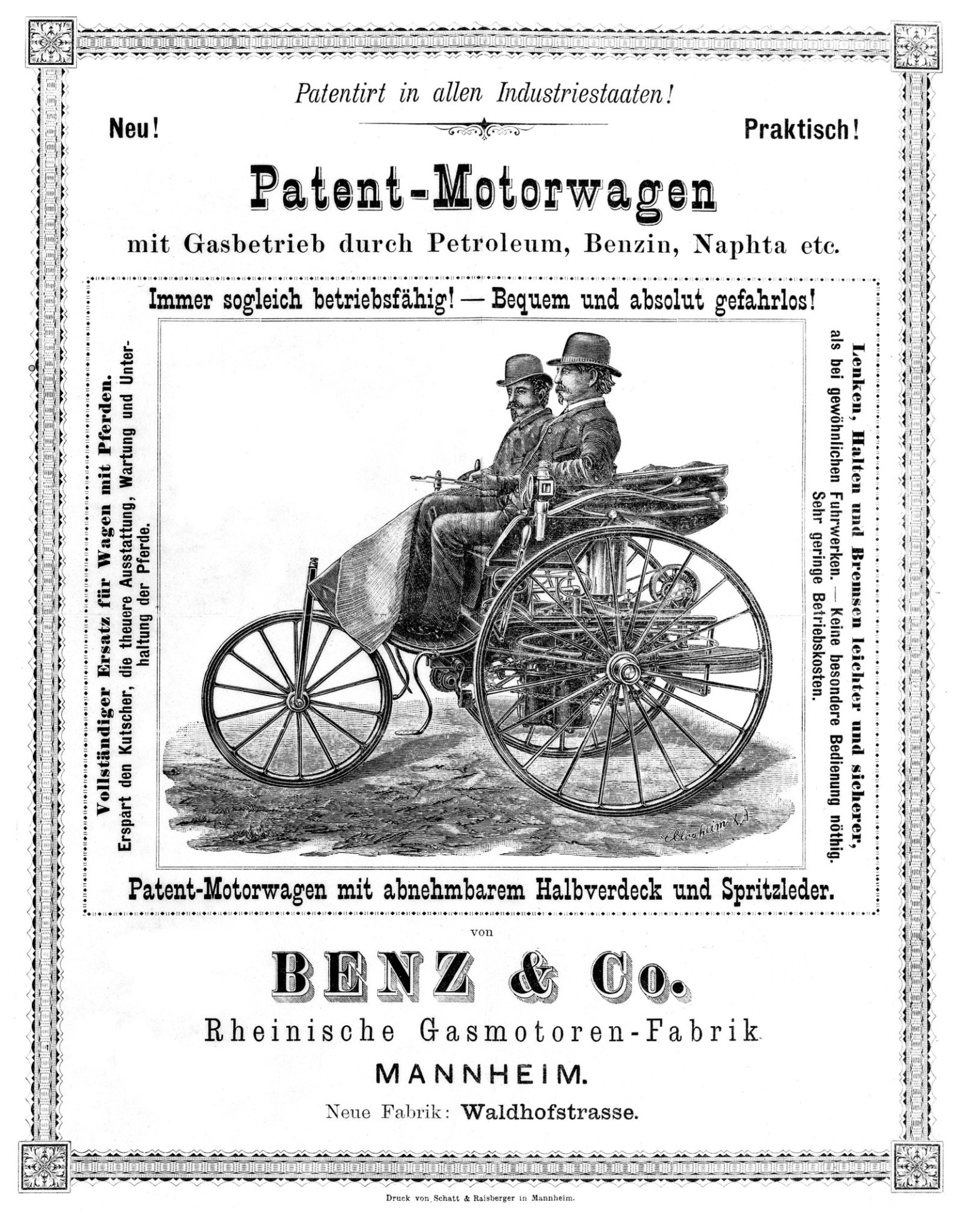 Prvn automobil, trojkolka Motorwagen z roku 1885