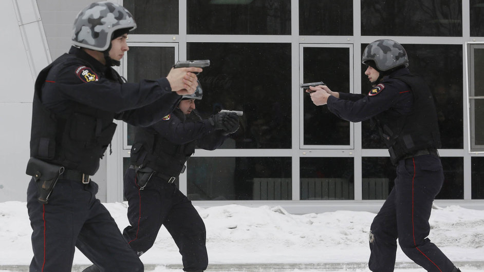 Policejn cvien v ruskm Krasnojarsku.